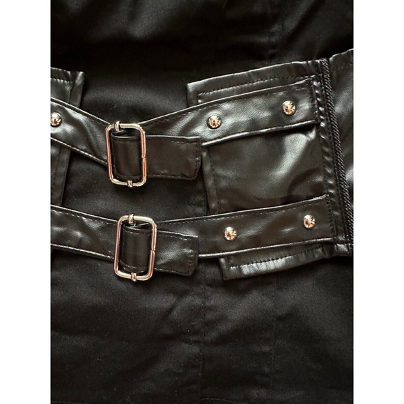 Vintage Y2k Tripp NYC Black Faux Leather Buckles Stud Stretch Cotton Corset Sz 0 - Picture 3 of 16